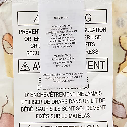 Image of Disney Winnie The Peeking Pooh 100% Cotton Fitted Crib Sheet, Yellow /Blue /Green
