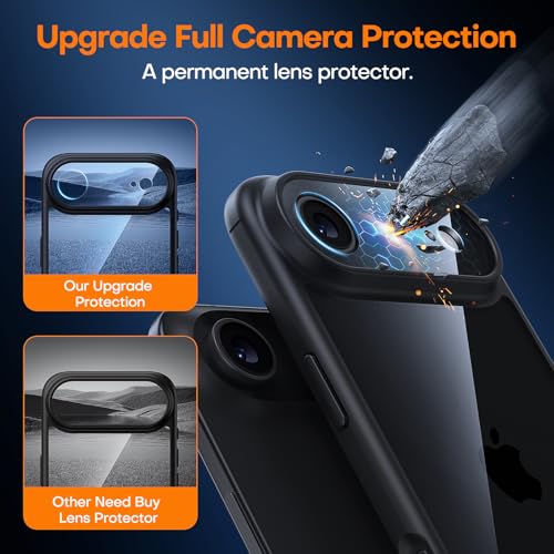 Image of TAURI for iPhone Air Case, with Screen Protector, Black | Full Camera Protection, Anti-Yellowing Military-Grade Protection Shockproof Slim Phone Case for iPhone 17 Air