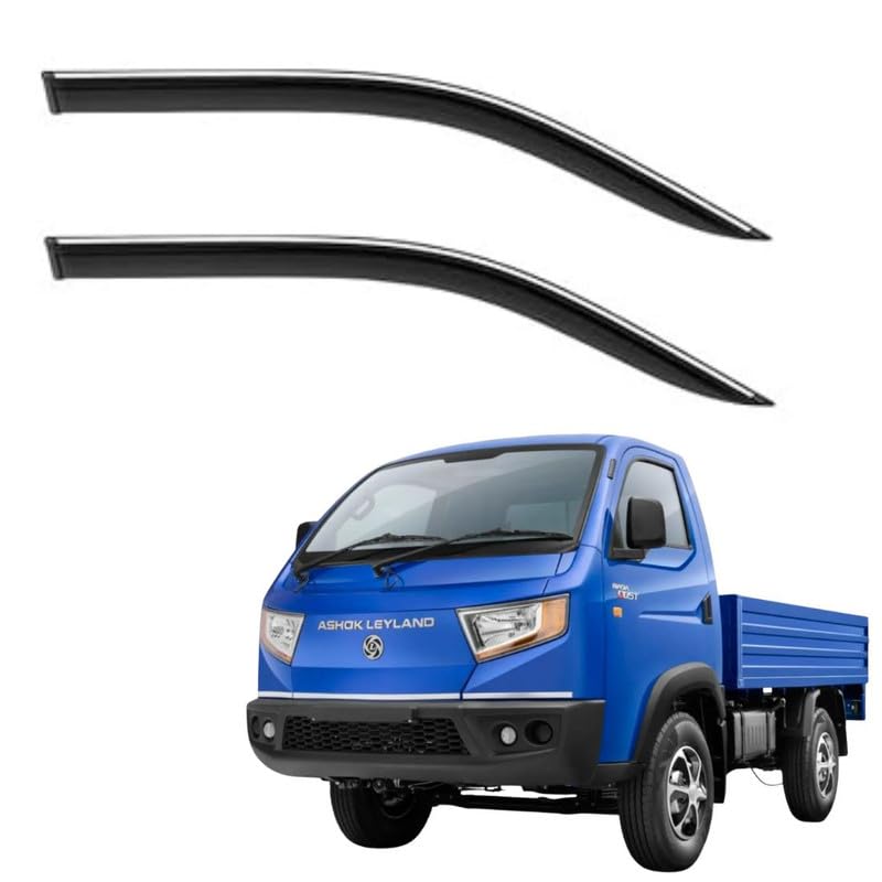 Image of CAR SAAZ Side Door Visors for Dost (2020-present) (Set of 2Pcs)|Chrome Lined Rain Guards, Smoke Finish, Polycarbonate Wind Deflector