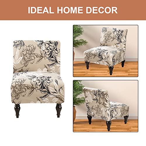 Image of Eco-Ancheng Armless Chair Slipcover Removable Armless Accent Chairs Covers Washable Armless Slipper Chair Slipcover Printed Armless Chair Furniture Protector Covers for Living Dining Room Hotel