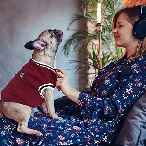 VSSHE Hundepullover,College Stil Warmer Pullover Katzenkleidung Warme Hunde Pullis Fleece Haustiermantel Welpenpullover Pullover Kleidung Haustier Kostüm Welpenpullover für Kleine Mittelgroße Rot-4XL