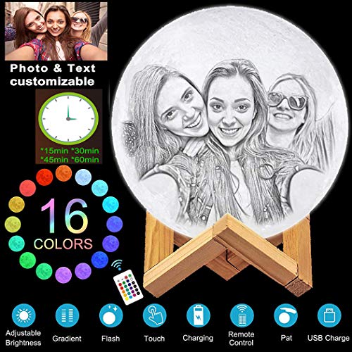 Foto personalizada lampara luna ? impresión 3D Luna luz USB carga luna lámpara de noche Interruptor Táctil lampara luna (18CM)