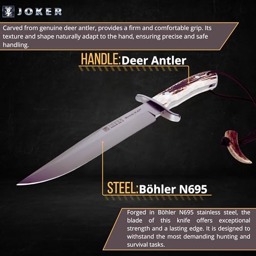 Joker Bowie Jagdmesser CC139 mit Edelstahl-Schutz und Hirschhorngriff