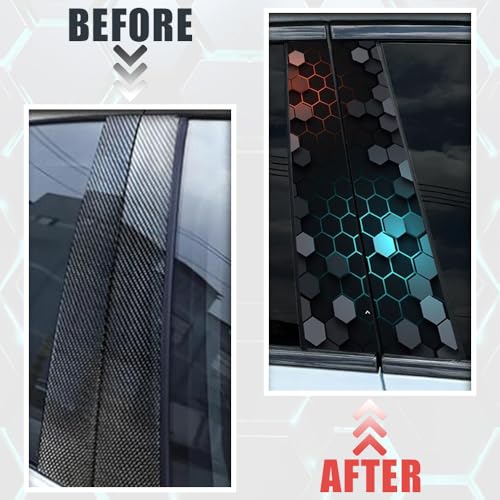 Image of Blueshyhall 2PCS Car B-Pillar Vinyl Stickers Honeycomb Waterproof Sun Protection Scratch Vehicle Door Pillar Decals