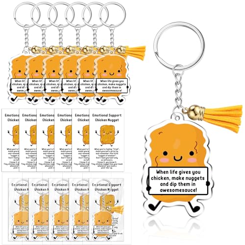Siifert Juego de 12 llaveros de apoyo emocional a granel con borlas, regalo de agradecimiento para empleados, llavero acrílico con tarjetas inspiradoras