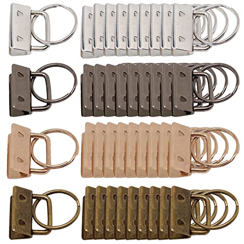 GDFYMI Key Fob Hardware 40Pcs 1 Inch Keychain Hardware Set with Split Ring for Wristlet Key Lanyard Keychain Making Kit Crafts DIY Supplies for Gifts (4 Colors)