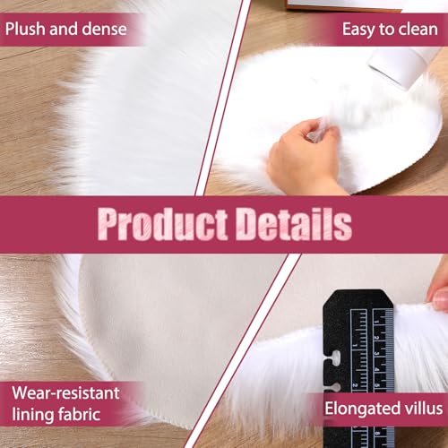 Tapete redondo blanco de peluche sintético 30 cm miniatura 4