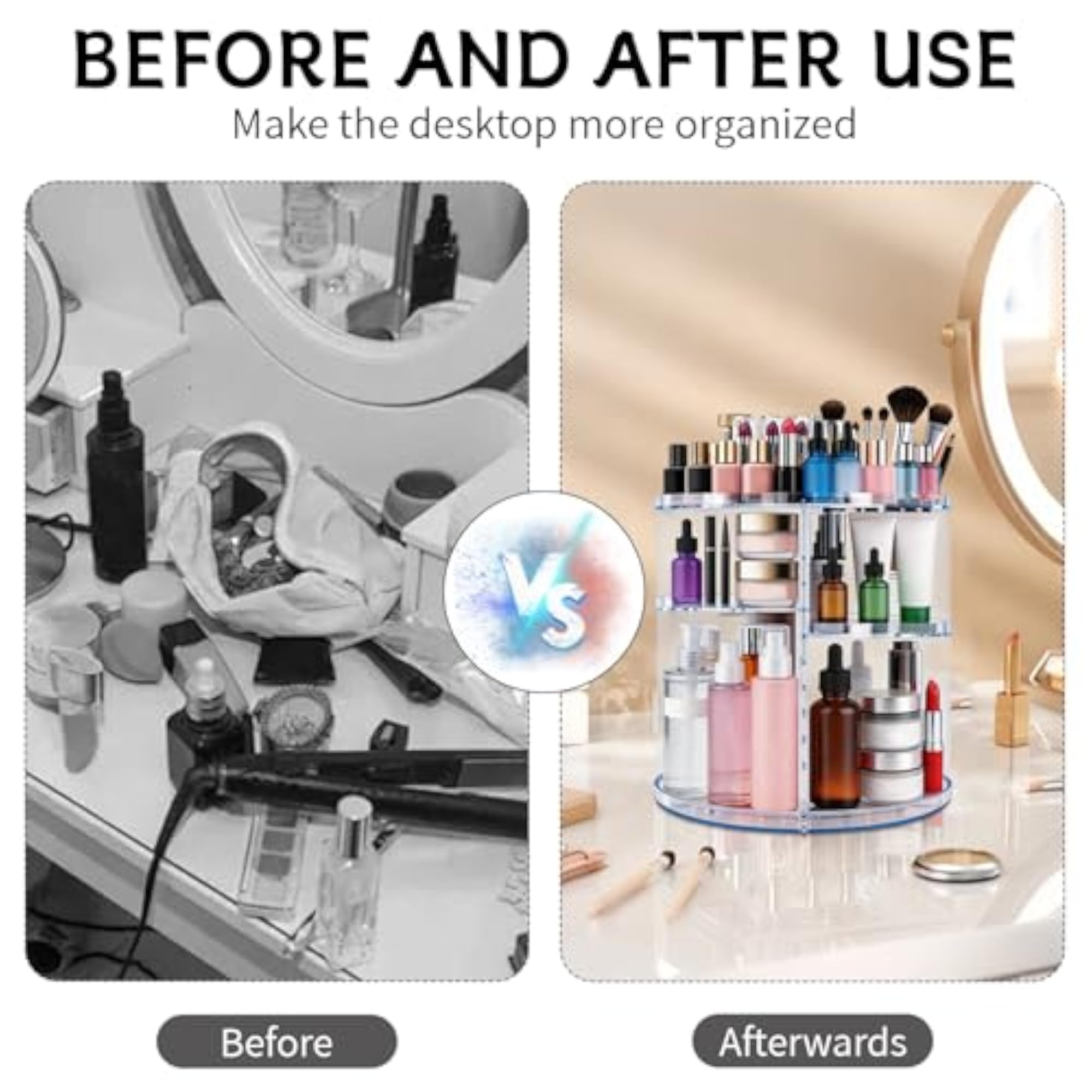 Rotating Makeup Organiser, 6-Tier Adjustable Cosmetic Storage