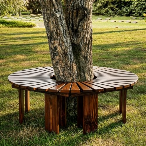 Banco de árbol de madera de alta densidad y acabado estructural para parque 2