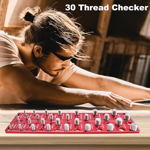 30 Thread Checker, Bolt Size and Thread Gauge with 15 Metric and 15 Imperial for Machinists, Engineers and DIYers