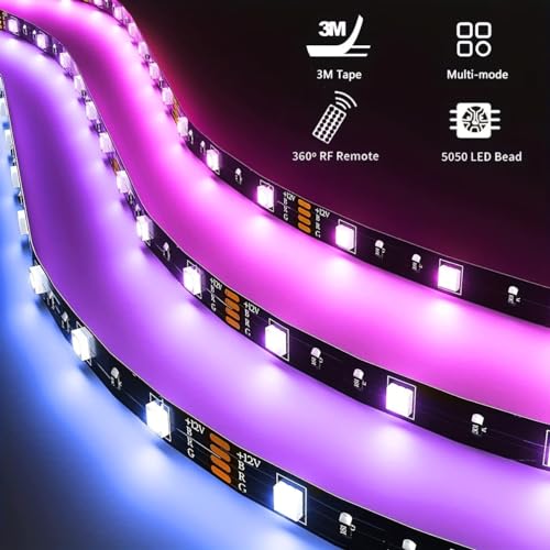 Image of Battery Powered LED Strip Lights 20 inch x 4 Pack, Wireless LED Strip Lights for Bedroom Color Changing APP Remote, Led Lights for TV, Kitchen Under Cabinet Lighting, Shelves, Under Counter, Closet