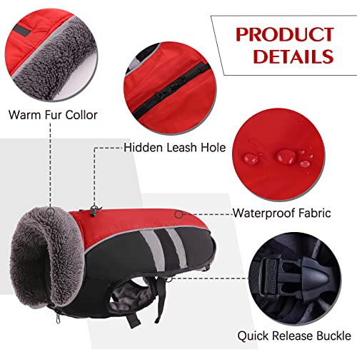 Image of QBLEEV Warm Dog Coat, Reflective Dog Jacket, Waterproof Dogs Winter Coat
