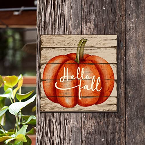 Panneau en bois Hello Fall : sublimez vos murs blancs avec cette citrouille décorative rétro - 4