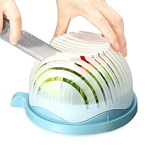 BabyIn Salad Cutter Bowl, 60 Seconds Vegetable Salad Cutter Maker Ciotola per Insalata Fruit Salad Maker, Ciotola per Insalata con Verdure (Blu)