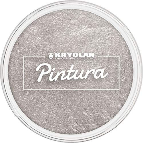 Kryolan Pintura Water Color Schminke 25ml, Farbe: Silver, Waschbar, Vegan, ohne Parfüm, ohne Parabene, Glutenfrei - ideal für Kinder, Party, Karneval, Fasching & Halloween