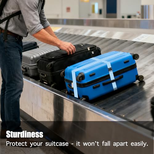 Image of Nuxovilar Luggage Straps Set for Suitcase 1.96x90.5in Polyester | Cargo Strap Travel Belt Security Buckle Band Nature Trip Hiking Leisure Travel (Blue Purple Mushroom)