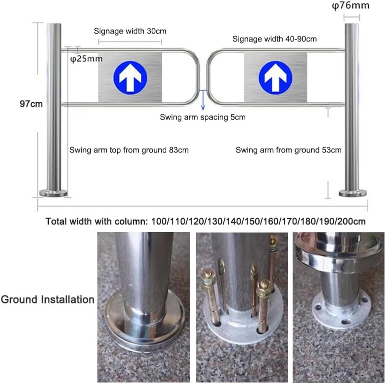 Automatic Swing Gate 1-Way Door, Spring-Loaded Entrance/Exit Device Barricade Gate, Stainless Steel Pedestrian Double Door for Warehouse Channel(2.3x3.2ft(70x99cm))