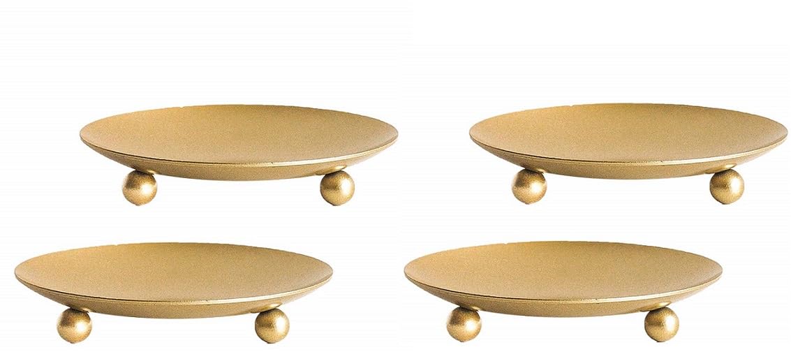 Home4Decor Gold Iron Plate Candle Holder, Decorative Iron Pillar Candle Plate, Pedestal Candle Stand for LED & Wax Candles, Incense Cones, Spa, Weddings (4, Gold)-image-37