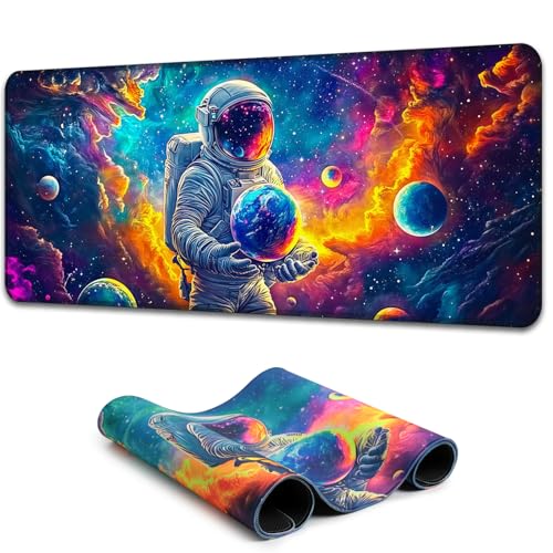 Tapis de souris grand format astronaute de l'espace réactif UV lumière noire pour joueur