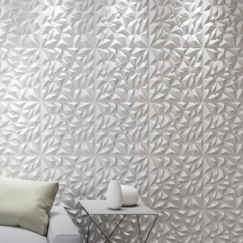 Image of Wall Panels 3D White Diamond Design for Interior (5 Panels)