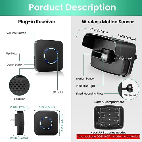 Bitiwend Driveway Alarm Wireless Outside System With 600Ft Range & 58 Melodies - Weatherproof Motion Sensor Alarm Outdoor Protect Property Office Home Security  thumb #8