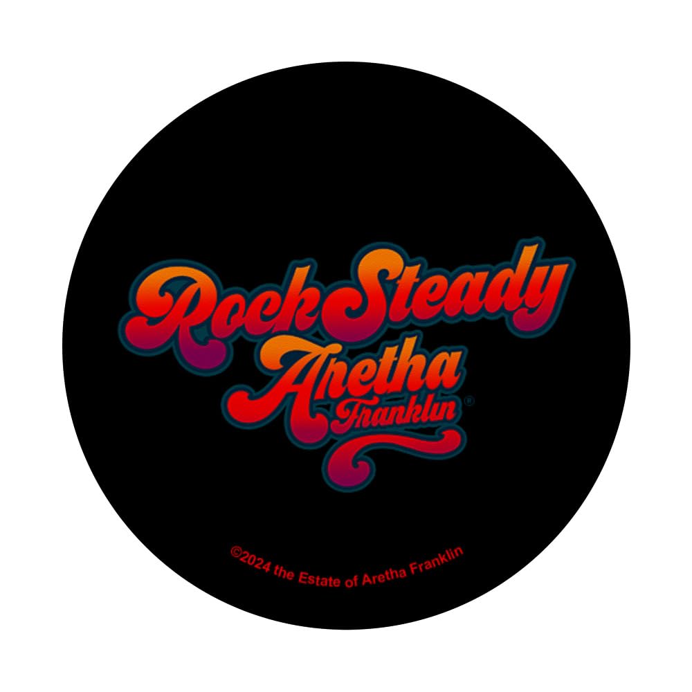 Aretha Franklin Rock Steady Stacked Logo PopSockets Swappable PopGrip, Black - Image 3