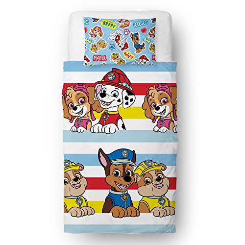 Paw Patrol Offizielles Bettwäsche-Set für Einzelbett, Pupster-Design, wendbar, zweiseitig, inklusive passendem Kissenbezug, Einzelbett-Set von...