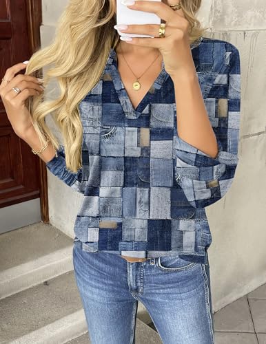 Zeagoo Dressy Tops for Women Casual Long Sleeve Fall V Neck T Shirts Business Work Blouses2