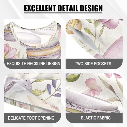 ALAZA Macaron Flower Blossom Pajamas Short Sleeve 2 Piece Sleepwear Top and Bottom Pajama Set Unisex4