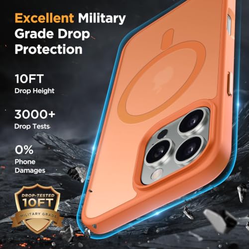 Image of Miracase Magnetic for iPhone 16 Pro Max Case, 6.9 inch, Slim, Orange | Compatible with MagSafe, Translucent Matte, Military-Grade Protection, Anti-Fingerprint, Shockproof Protective Phone Cover