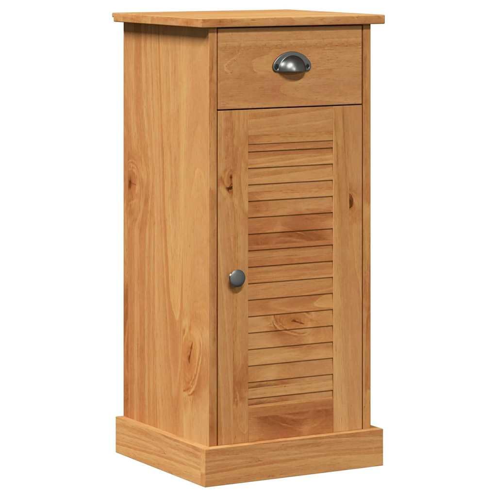 Mobile bagno VIGO marrone miele 37,5 x 34 x 80 cm legno massello design moderno con cassetto e porta, costruzione robusta per bagno ospiti WC