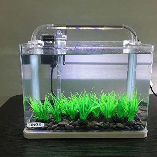 Image of Aquarium Plant Fish Tank Decoration 20 Pieces Small /1 inch Tall Plastic Artificial Plant Goldfish Hidden Mini Grass Set (Green-B)