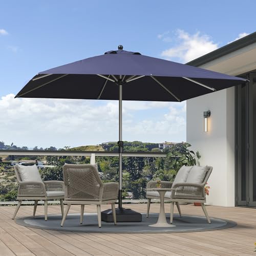 Image of PURPLE LEAF Patio Umbrella 10' x 10' Square Aluminum Frame Navy Blue
