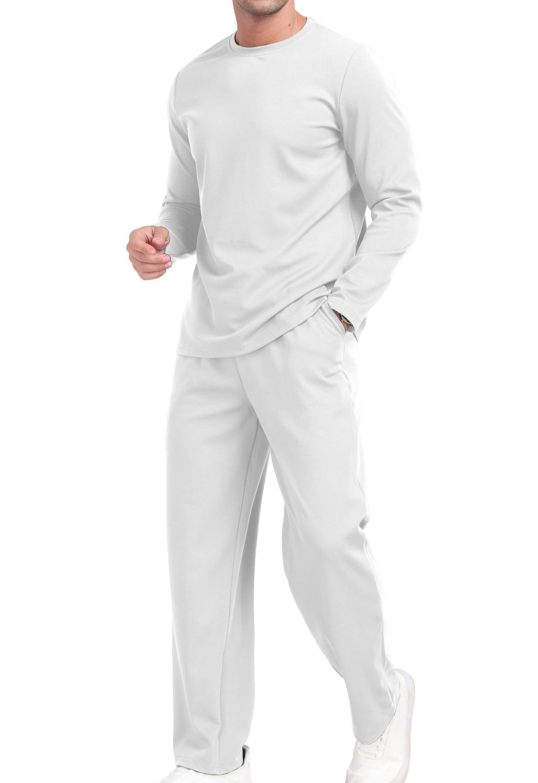 KUYIGO Conjunto deportivo de 2 piezas con cuello redondo para hombre, sudadera y pantalones deportivos, camiseta deportiva informal para hombre, tallas S-XXL