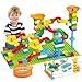 2-In-1 Kids Toys for 2 3 4 5 6 7 + Year Old Boys Girls Toddlers Upgrade Classic Big Bricks Marble Run Building Blocks, Toss Ring Games Compatible with All Major Brands for Christmas Birthday Gifts