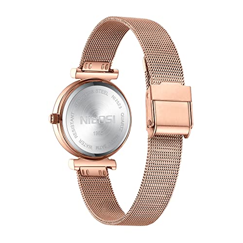 NIBOSI-Womens-Watches-Analog-Rose-Gold-Dial-Watches-for-WomenLadiesGirls-Stylish-Diamond-Wrist-Watch-with-Mesh-Band-Gift
