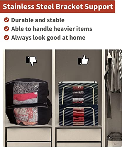 Image of Barebeauty Clothes Storage Box Foldable Steel Frame Clothes Organizer Storage Box for Wardrobe, Saree, Shirts, and Blankets (Oxford Fabric) (Blue 66 LTR - 4)