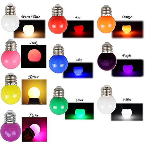 WULUN 10 Pack 2W Coloured LED Light Bulbs Festoon Party Lights for Indoor Outdoor Use - Multi Color, 10colors, B22 - Image 2