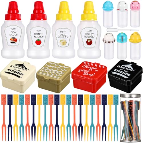 50 piezas de accesorios para caja Bento para niños que incluyen selecciones de alimentos mini bloque de construcción - Imagen 5 de 31