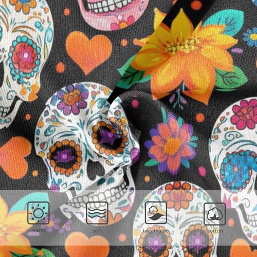 Joisal Girls Underwear Toddlers 2t Cotton Panties for Girl Fancy Briefs Kids Undies Colorful Sugar Skull Floral Black3