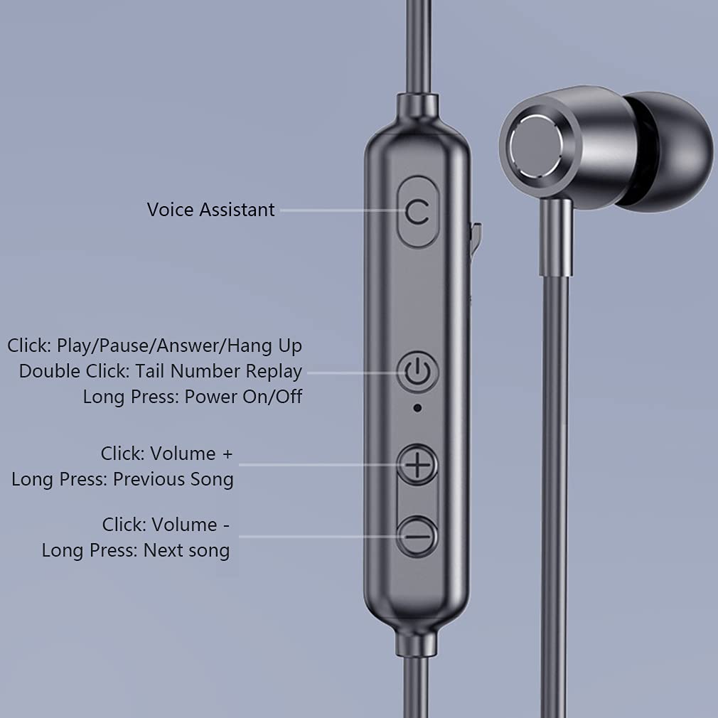 Bezprzewodowe słuchawki Bluetooth z opaską na szyję, magnetyczne słuchawki douszne, odporne na pot słuchawki stereo IPX5, redukcja szumów do biegania, wędrówek, fitnessu, 100 h, czarne