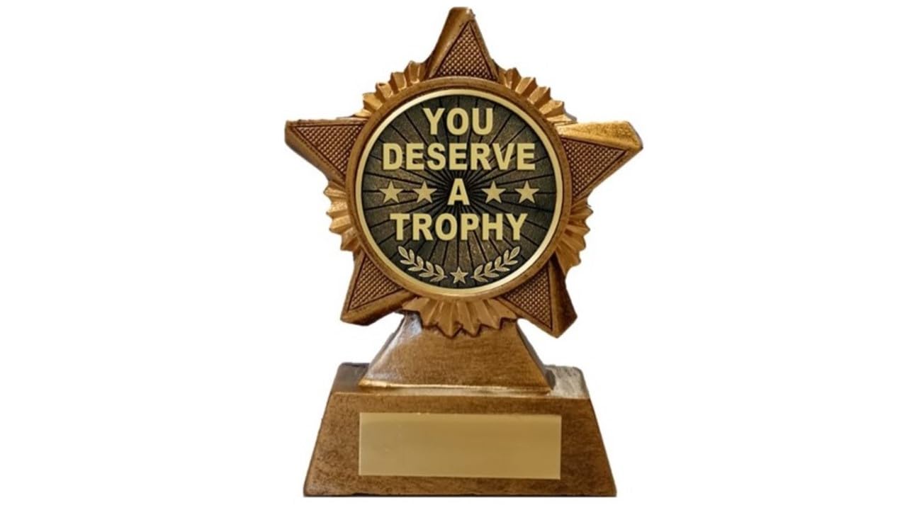 Troshow Antique Gold You Deserve A Trophy Trophy Award Premier Star 120Mm Heavy Resin Multisports Free Engraving -Troshow1-Aa