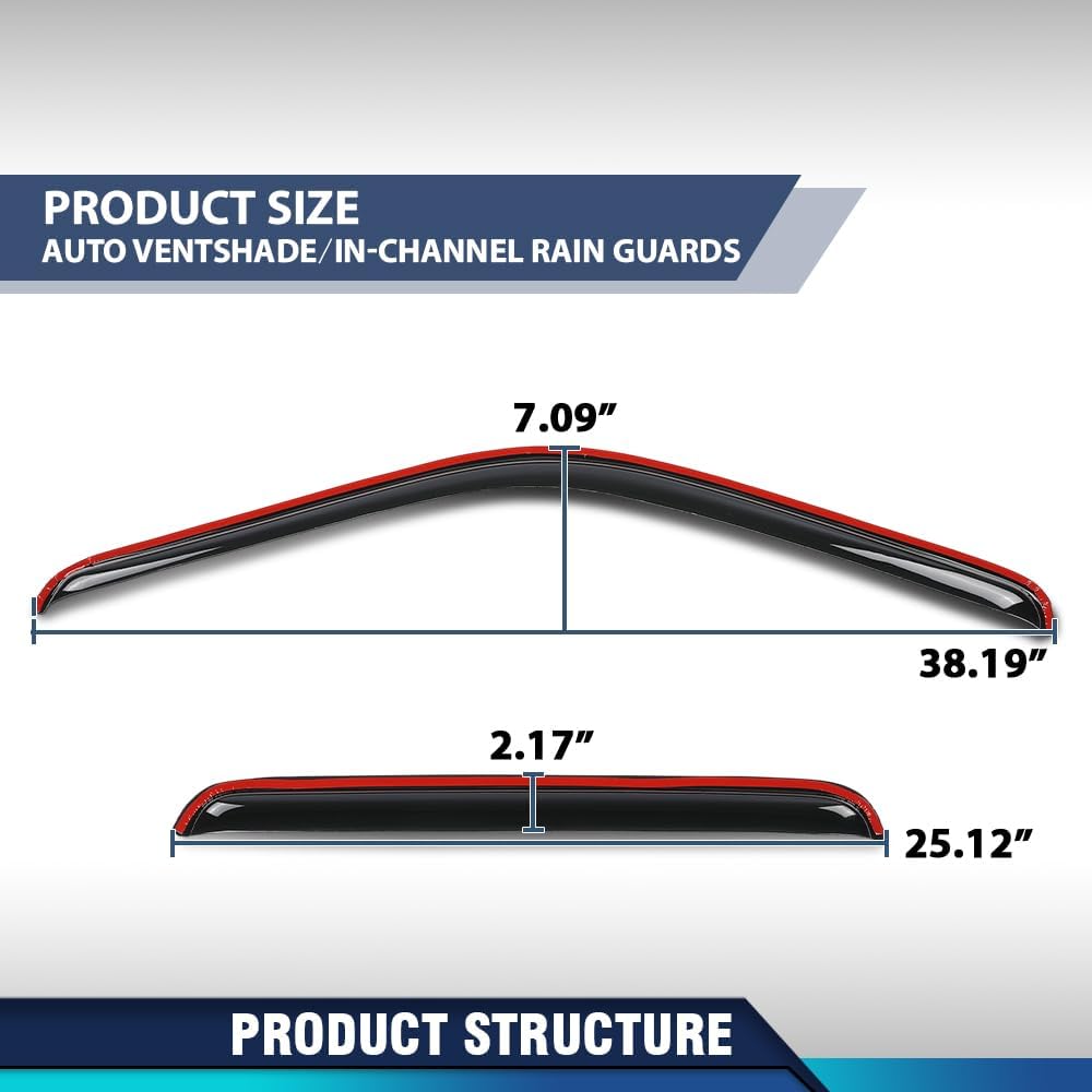 PIT66 in-Channel Vent Window Visors 4pcs Fit Ford F250 F350 F450 F550 Super Duty Supercrew 1999-2016, Not Fit Supercab Or Extended Cab in-Channel Rain Guards Smoke