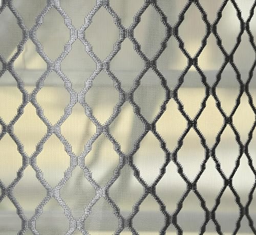 Image of Sheer Net Semi Transparent Home Decor Curtains for Living Room, Balcony Doors and Windows Panel, Parda, Eyelets Hanging, Grey, 4 x 7 Feet, Pack of 2