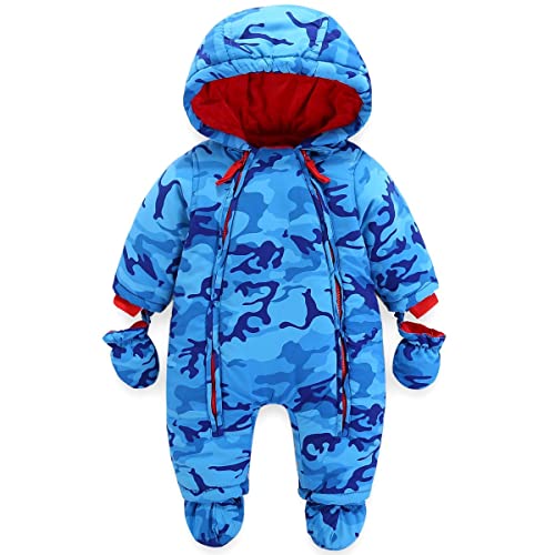 JiAmy Bambino Tute da Neve con Guanti e Scarpe Ragazzi Inverno Pagliaccetto con Cappuccio Caldo Set di Abbigliamento 18-24 Mesi