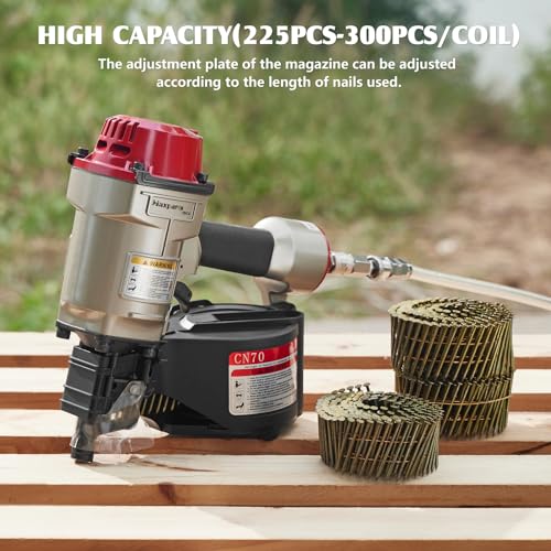 Image of Maxparts Coil Nailer CN70, 1-3 /4-Inch to 2-3 /4-Inch Pneumatic Siding Nailer
