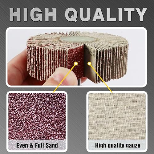 Image of Flap Wheel 20pcs 1 /4 inch（6.35mm Shank Aluminum Oxide Discs for Grinder | 60 /80 /120 /240 Grit Abrasive Flap Discs for Rotary Tools, Ideal for Metal Grinding, Rust Removal, Polishing & Woodworking