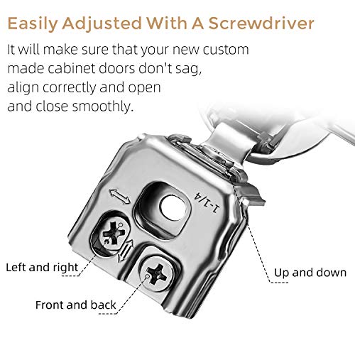 Image of Ravinte 50 Pack 25 Pairs 1-1 /4 inch Overlay Soft Close Hinges for Kitchen Cabinet Hinges Satin Nickel Hidden Hinges Stainless Steel Concealed Hinge self Closing