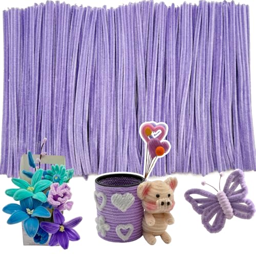 VZF Lovely Light Purple Pipe Cleaners Craft,200pcs Arts Crafts,Chenille Stems Art Supplies for Projects Creative DIY Room Decor,Christmas Decorations,Teen Girl Gifts Trendy Stuff,Halloween Gifts