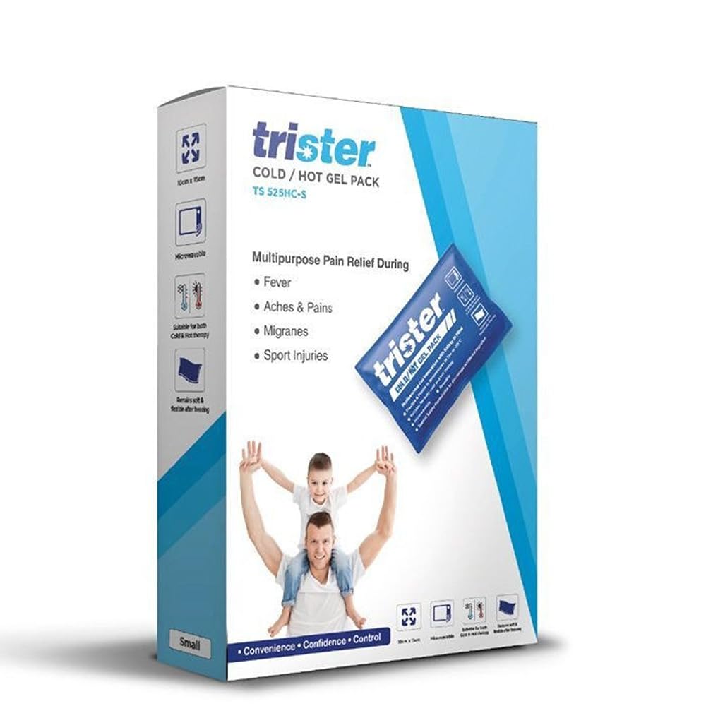Trister Soft Cold/Hot Gel Pack Small TS-525HC-S - Microwavable & Freezable Reusable Pain Relief - 15x10cm - Flexible for Fever, Migraines, Sports Injuries